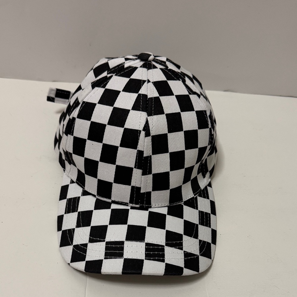 Checkerboard Baseball Cap - Black & White